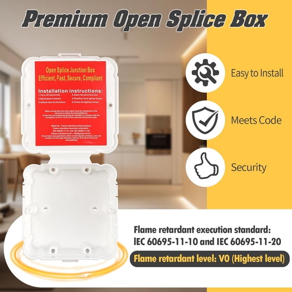 TG4THT-Open Splice Junction Box - Single, One-Piece Splice Repair Box. 5 Second Installation. White (1)