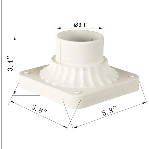 TG4THT-Outdoor Post Light Mounting Base, Pier Mount Base with White Finish, 2-Pack