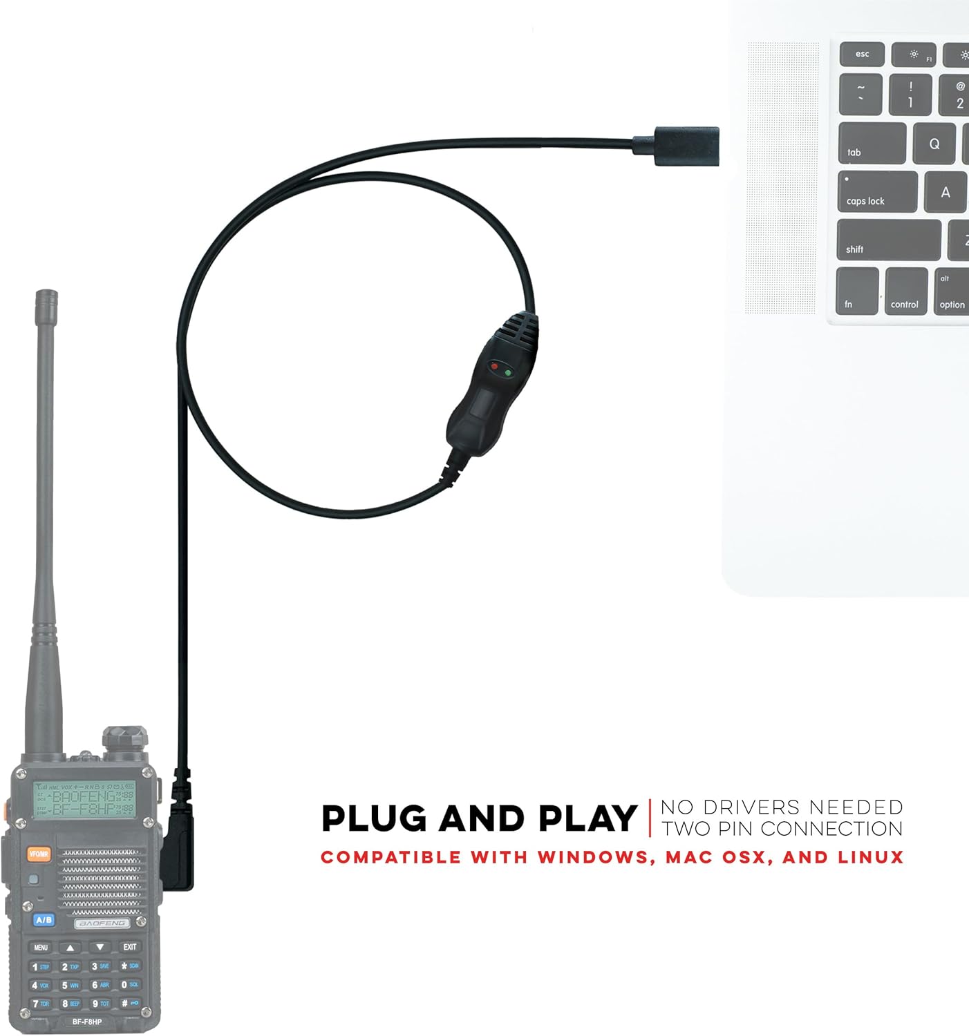 Rugged Radios Coil Cord Cable For Kenwood & Baofeng Handheld Radios - Connects To Off-Road Helmet Headsets, 2-Pin