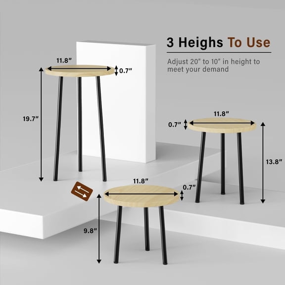 TG4THT-Plant Stand Indoor Tall: Corner Wood Plant Stand 2 Pack Mid Century Modern Decor - Small Round Plant Table for Indoor Plants - Outdoor Plant Holder for Patio Living Room Bathroom Office (Burly