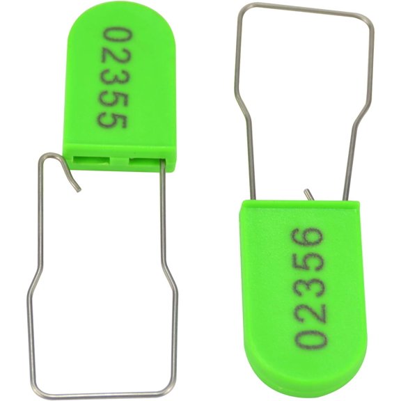 TG4THT-Plastic Wire Padlocks Numbered Security Seal Plastic Padlock Electric Meter Seals Disposable Anti-Tamper Locks (Green, 100 PCS)