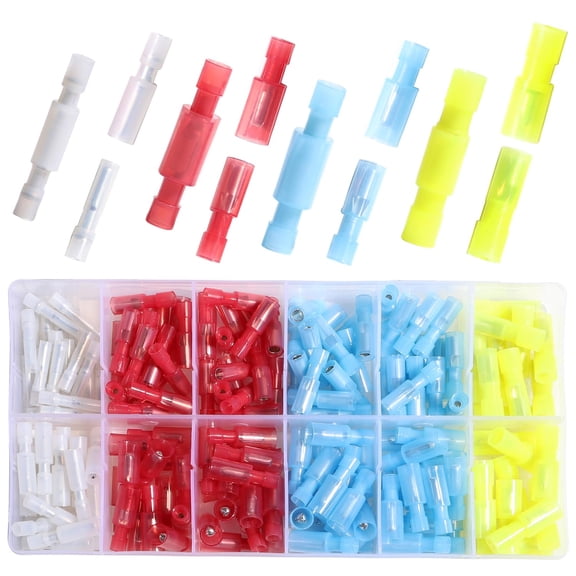 TG4THT-Quick Connect Disconnect Nylon Bullet Connectors Kit 24-16/16-14/12-10 AWG Insulated Electric Wire Crimp Terminals Assorted Butt Assortment Kit Terminal Male/Female