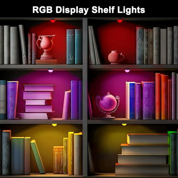 TG4THT-RGB Single LED Kitchen Under Cabinet Puck Light,Color Changing LED Under Cabinet Lights Kit,Aluminum Slim Multi Color Wired Display Cupboard Light for Kitchen 2 PCS