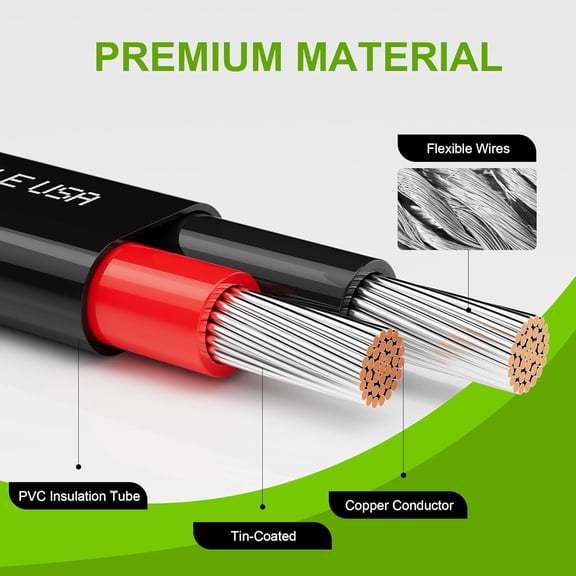 TG4THT-SYSTON 18/2 Automotive Wire, 18 AWG 2 Conductors 100% Stranded Tinned Copper Wire, 12V Low Voltage PVC Cord Flexible Cable for Automotive Car, LED Stripe Lamp, Landscape Lighting, Marine Wirin