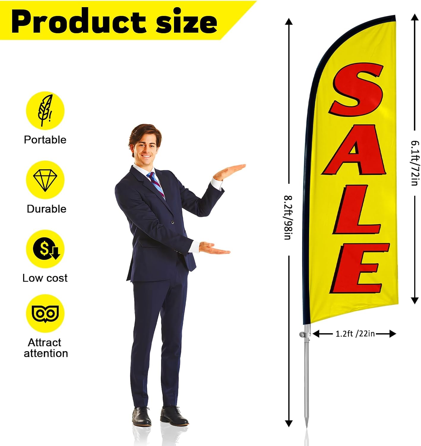 TG4THT-Sale Signs for Outside, 8FT Sale Swooper Flag, Eye Catching Yard ...