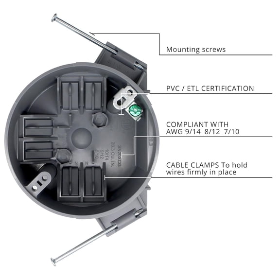 TG4THT-Single Gang New Work Electrical Ceiling Box with Captive Nails,12PCS Electrical Outlet Boxes New Work, for Home Improvement,ETL Listed,Grey Ceiling Box Outlet