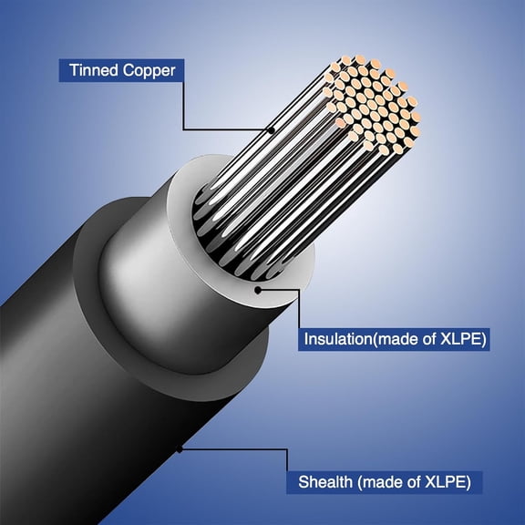 TG4THT-Solar Cable 10 Feet 2x12 AWG Twin Wire Solar Extension Cable, Copper Strand with Female and Male Connectors on Both Ends, Solar Panel Cable Wire & Adaptor for Home, Shop and RV Solar Panels