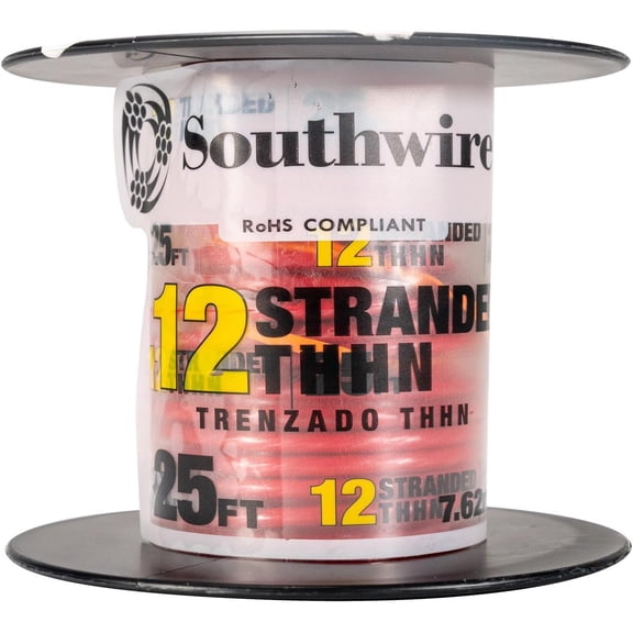 TG4THT-Southwire 22965851 50-Feet 12-Gauge Stranded Thermoplastic High Heat Resistant Nylon Jacket THHN Multi-Purpose BuildingWire, White