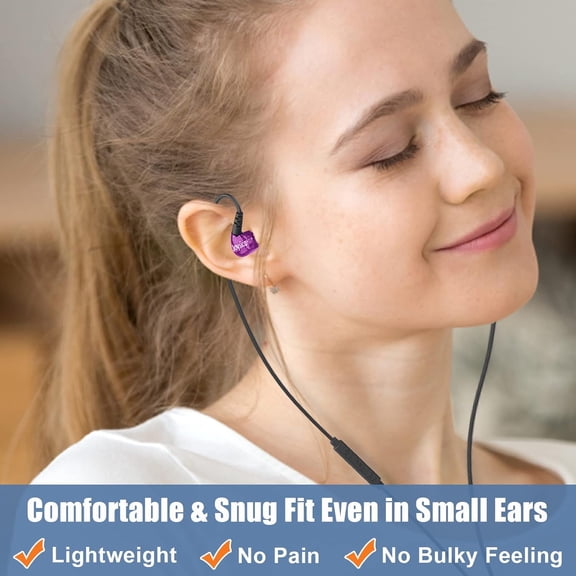 TG4THT-Sport Headphones Wired Over Ear In-ear Earbuds for Kids Women Small Ears Comfortable, Earhook Earphones for Running Exercise Jogging, Ear Buds with Microphone and Volume for Cell Phones Purple