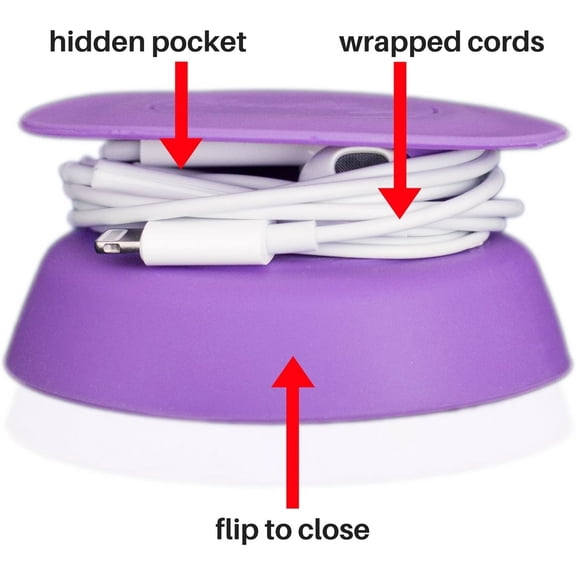 TG4THT-- Tangle-Free Earphone/Earbud Case, Compact Storage System, Silicone (Teal/Gray/Purple, Set of 3)