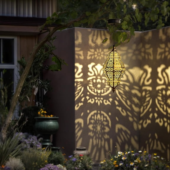 TG4THT-Twinkya Hanging Solar Lights Outdoor Garden Decor, Decorative Waterproof Plastic Moroccan Solar Lantern Lamp, Outside Decorations for Patio Yard Porch Backyard Decor, Gardening Gifts for Women