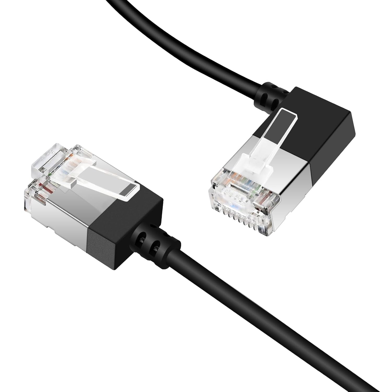 Left Angle Cable TG4THT-Ultra Slim 90° Degree Cat 6A Ethernet Cable Left Angled 30 Feet ...