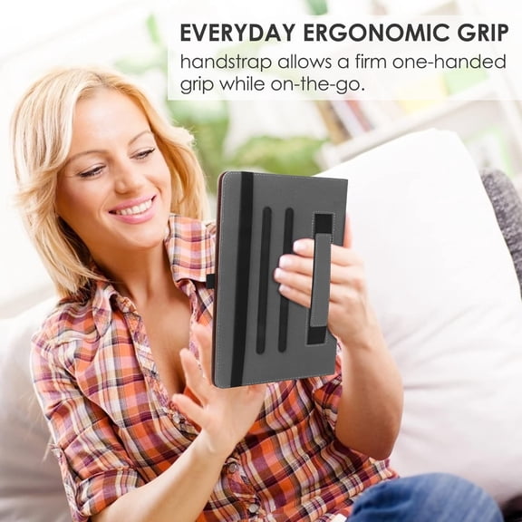 TG4THT-Universal 9",9.7",10.1",10.2",10.5",10.9",11" Tablet Case,Multi-Viewing Angels Stand Folio Case Cover with Handstrap for for iPad, Samsung,Other 9-11 inch Tablet,Brown