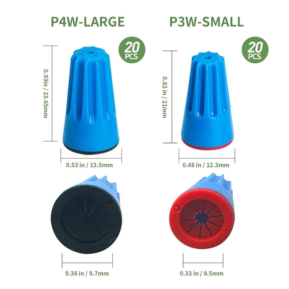 TG4THT-Waterproof Wire Connectors, Waterproof Wire Connectors Nuts Set 40 pcs Electrical Connectors Filled with Gel Easy-Twist for Low Voltage and Irrigation Outdoor Landscape Lighting UL Listed