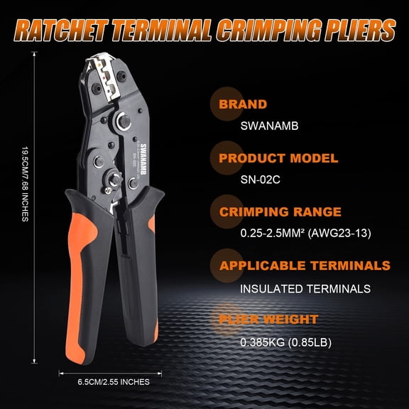 TG4THT-Wire Crimping Tool Kit AWG 23-13 With 280 PCS Insulated Wire Electrical Connectors - Butt, Ring, Spade, Quick Disconnect - Crimp Terminals Cable Lugs Assortment Kit Crimping plier Set