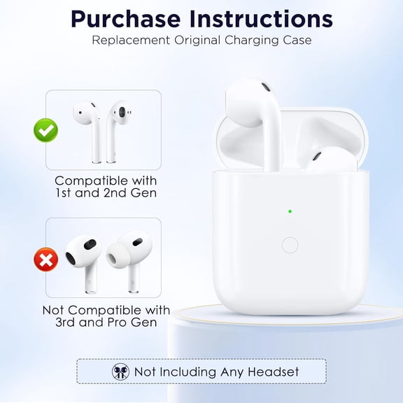TG4THT-Wireless Charging Case Replacement for AirPod Case Compatible with Air Pods 1 2, Only Air Pod Wireless Charger with Bluetooth Pairing Sync Button, No Earbuds