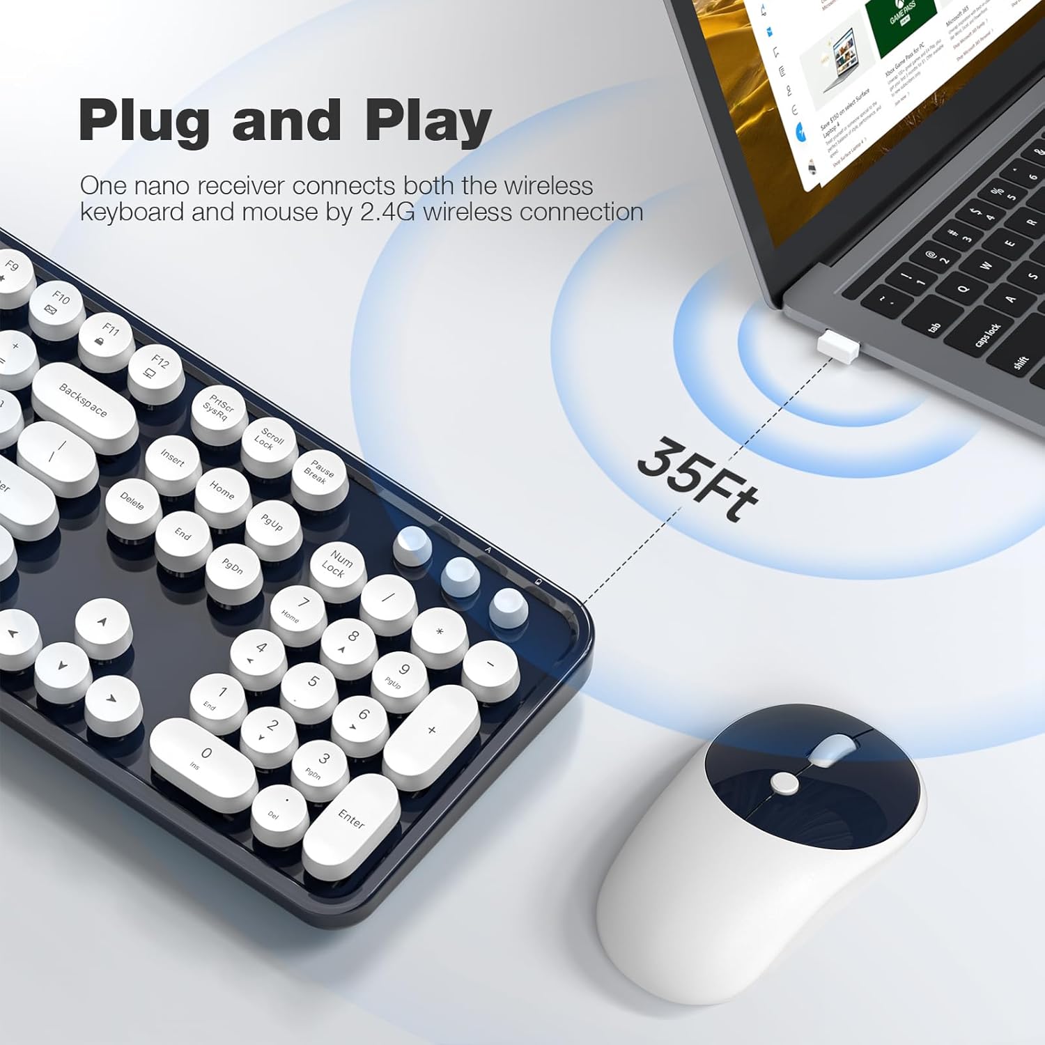 TG4THT-Wireless Keyboard and Mouse Combo, Computer Full Size 2.4G Plug ...