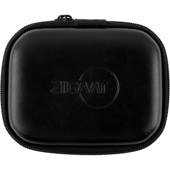 TG4THT-ZiiGaat PELLEPOD IEM Case, Premium Leather Hard Shell Earbud Carrying Box with Mesh Pocket, Waterproof & Crush-Resistant Protective Storage for IEM, Cables, and Accessories (Black)