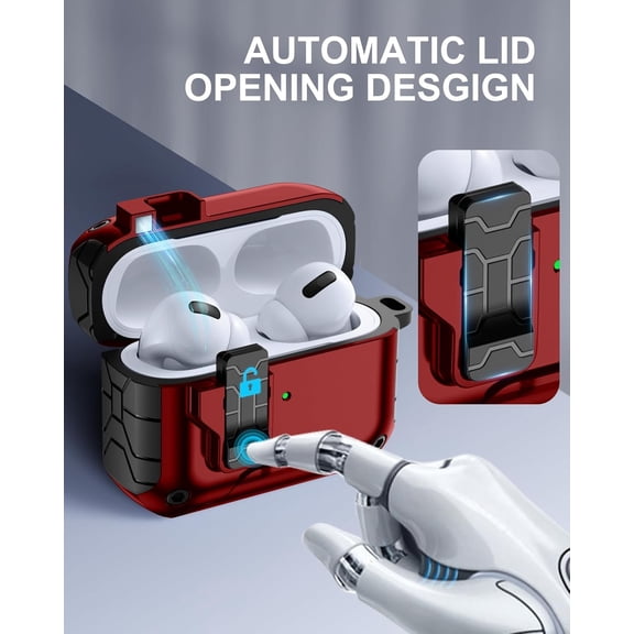 TG4THT-for AirPods Pro 2 Case with Phone Stand, Hard Protective Cover with Cleaner Kit Compatible with Magsafe for AirPod Pro Case Cover, Magnetic Automatic Lock,Drop Protection, Wireless Charging,Re