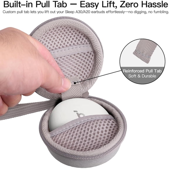 TG4THT-for Anker Soundcore Sleep A30 A20 Earbuds Protective Case, Hard Travel Bag Compatible with Soundcore A30 Sleep Ear Buds for Sleeping, Case Only (Brown)