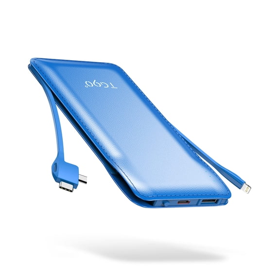 TG90 10000mah Power Bank Portable Charger with Built-in Cables(No AC Plug), Portable Phone Charger Battery Backup Compatible with iPhone 17 16 15 14 13 12 and Android Phones