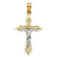 thumbnail image 1 of TGDJ 14K Real Fine Gold Two Tone Linear Cross Jesus Crucifix Charm Pendant (25x16 MM), 1 of 5