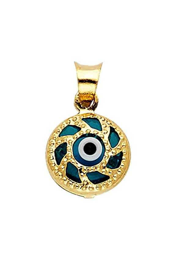 TGDJ 14K Yellow Gold Evil Eye Pendant Height - 9 MM Width - 9 MM