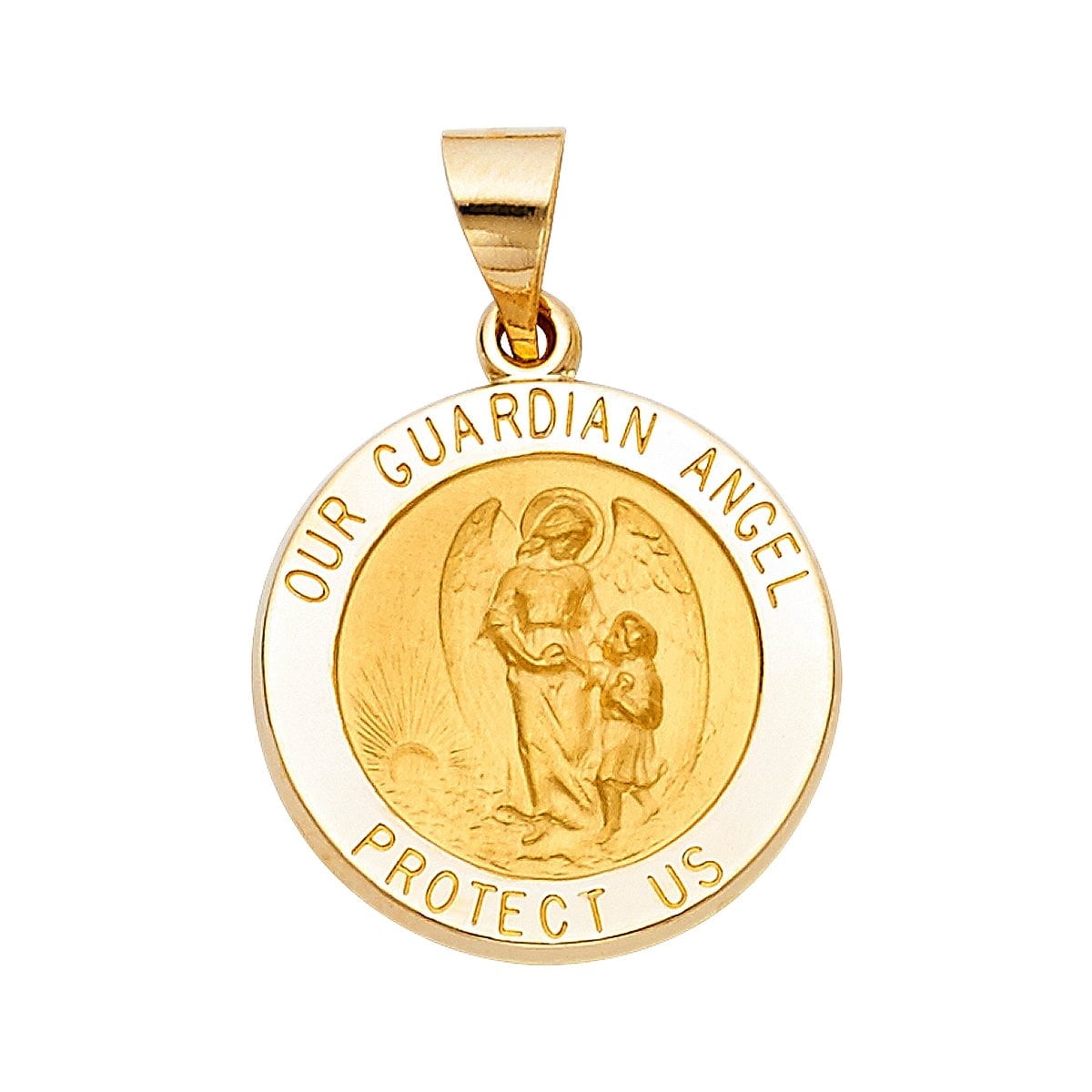 TGDJ 14k Yellow Gold Religious Our Guardian Angel Pendant