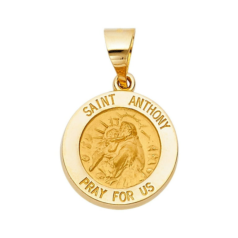 TGDJ 14k Yellow Gold Anthony Pendant Religious Saint Jewelry