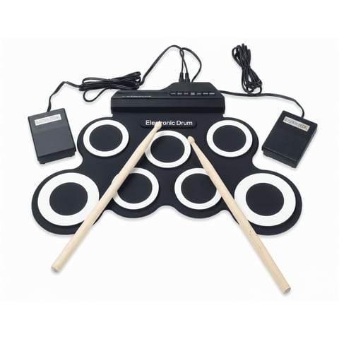TGGPL Electric Drum Set, 7-Pad Kids Electronic Drum Set with Headphone Included, Roll-up Drum Practice Pad, Great Holiday Xmas Birthday Gift for Kids