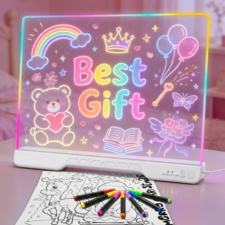 TGGPL Led Drawing Board for Kids,16''Drawing Tablet,7 Colors & 4 Modes Light Up Drawing Board,Kids Toy with 10 Light Effects,Birthday Holiday Day Gifts for Girls & Boys Age 3+,Tracing Book