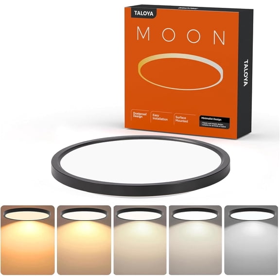 TGHTBA-10 Inch Black LED Ceiling Light Fixture Flush Mount, 5-in-1 CCT Selectable (3000K/3500K/4000K/5000K/6500K), 2000LM 0.94inch Thickness Low Profile Surface Mounted Light Fixture for Hallway