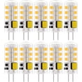 thumbnail image 1 of TGHTBA-10 Pack G4 AC/DC 12V Led Bulbs 3W Equivalent 20W 30W Halogen 300 Lumen 3000K Warm White JC Bi-Pin Base Landscape Light Bulb, 1 of 4