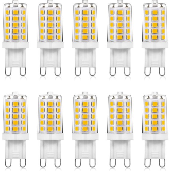TGHTBA-10 Pack G9 LED Bulb Warm White 3000K 4W Equivalent 40 Watt, Flicker-Free LED G9 Bulb, 120V Non-dimmable, T4 Halogen Light Lamp Replacement for Chandelier Lighting