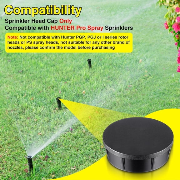 TGHTBA-10 Pack Sprinkler Head Caps Compatible with Hunter Pro Sprinklers, Spray Shut Off Cap with Fluoroelastomer Seals Compatible with Hunter Pro, Black Spray Head Cap & O Ring