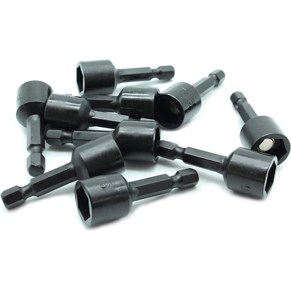 TGHTBA-10 pc Impact Ready Nut Driver 7/16 Inch Magnetic Nutsetter Set