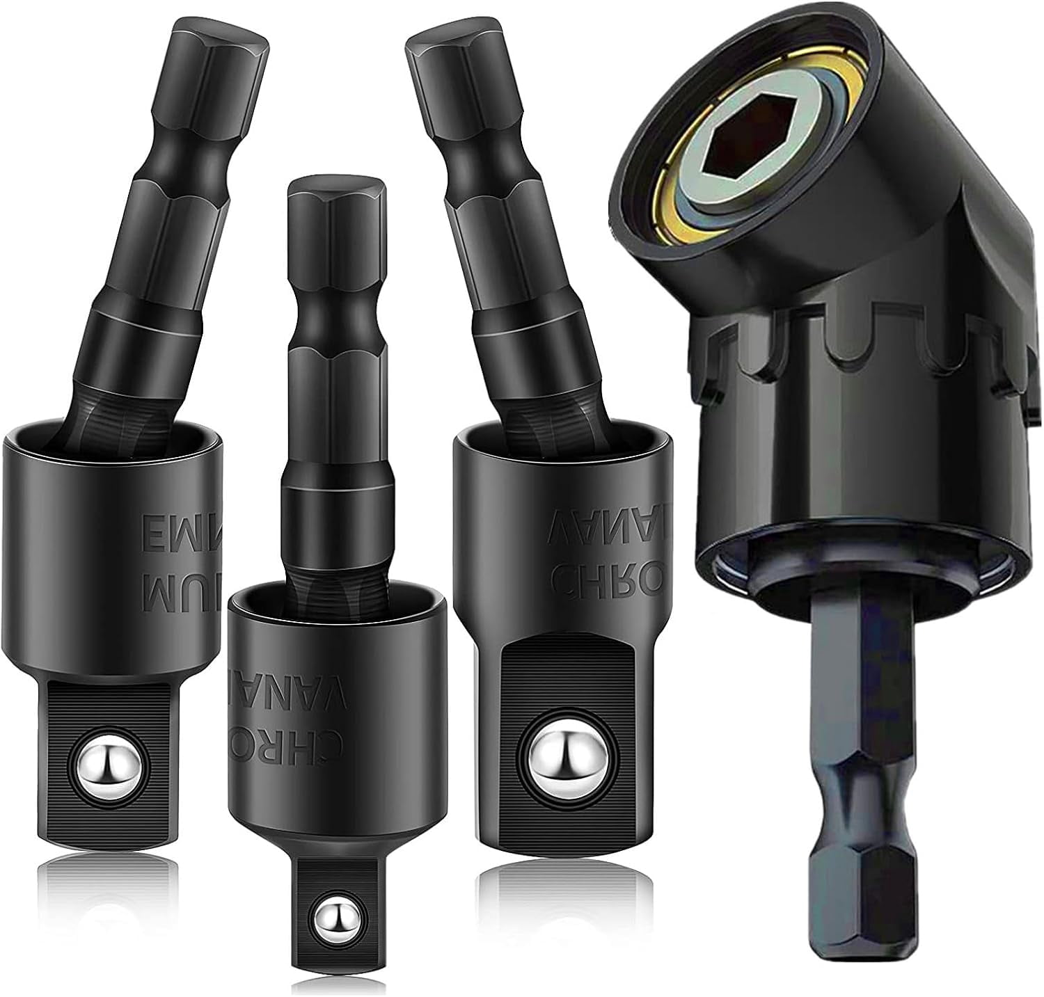 Ergo Tech Rotation Adapter TGHTBA-105 Degree Right Angle Drill Adapter Set, 1/4-1/2 Inch Socket ...