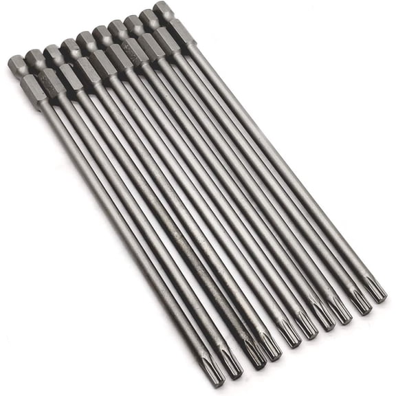 TGHTBA-10PCS 6"/150mm T20 Torx Head Screwdriver Bit Set, 1/4 Inch Hex Shank with Quick Release Slot,S2 Steel Magnetic Security Tamper Proof Star 6 Point Screw Driver Kit Tools