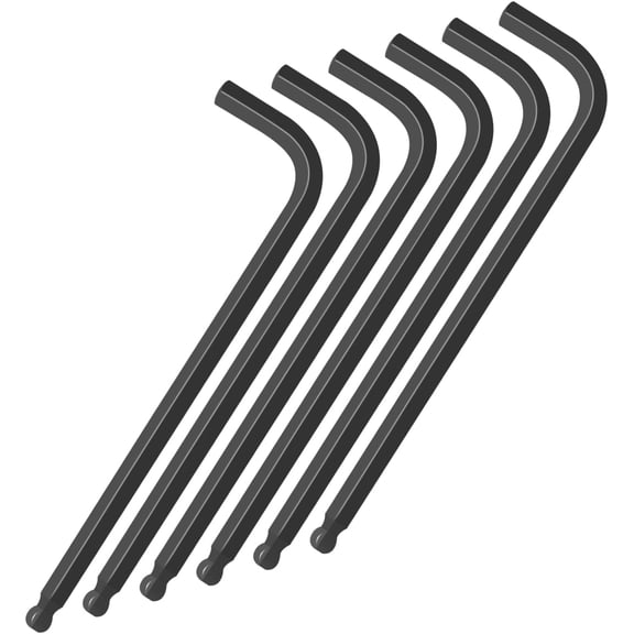 TGHTBA-10mm Extra Long Arm Ball End Hex Key Set, 6pcs L-Shaped Allen Wrenches, CR-V Steel, Black Oxide Finish, High Torque Repairing Tool for Furniture, Bike, Equipment Maintenance