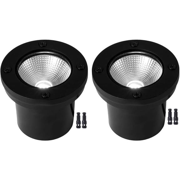 TGHTBA-12W LED Well Light, Low Voltage Landscape Lights,12V-24V Outdoor In Ground Lights, IP67 Waterproof Landscape Lighting with Honeycomb Version 5000K White for Garden,Driverway (2 Pack)