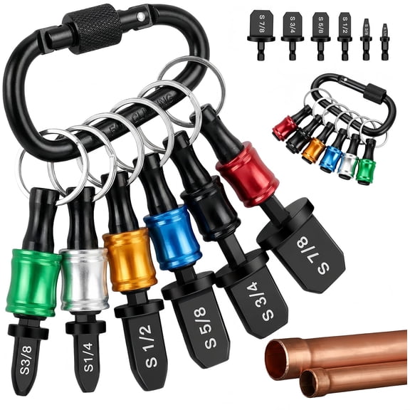 TGHTBA-13PCS Swage Tool HVAC Repairing Set with Bit Holders, Hvac Gifts, Air Conditioner Copper Tube Expander Swaging Tool Drill Bit Copper Pipe Swage 1/4'', 3/8'',1/2'',5/8'',3/4'',7/8''