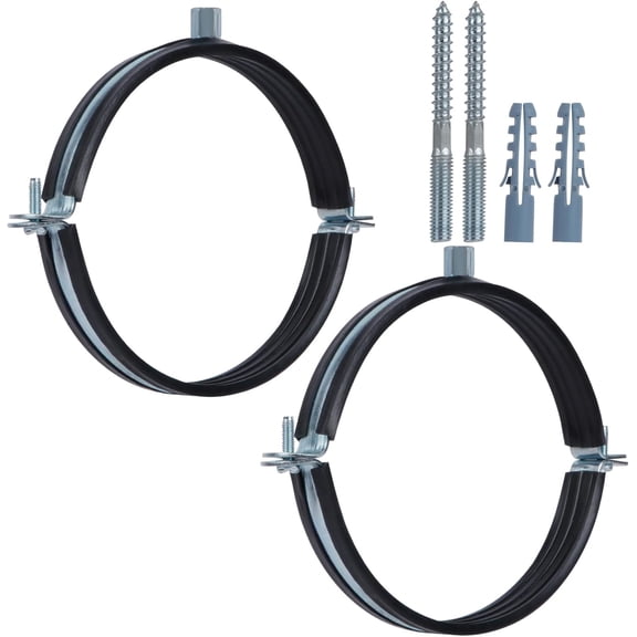 TGHTBA-2 PCS Split Ring Pipe Hanger, Heavy Duty Adjustable Pipe Bracket Clamp with Screw & Expansion Tube, Wall Ceiling Mount Galvanized Iron Pipe Strap Supports for Pipe OD 4.4-4.6 Inch(113-118mm)