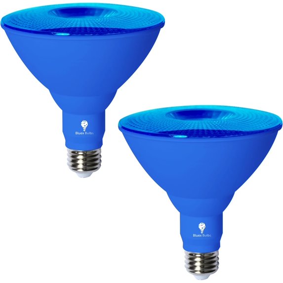 TGHTBA-2 Pack BlueX LED Par38 Flood Blue Light Bulb - 18W (120Watt Equivalent) - Damp Rated Dimmable - E26 Base Red LED Lights