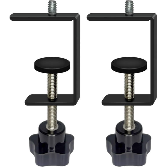 TGHTBA-2-Pack Heavy Duty Adjustable C-Clamp with 1/4" Stud Mount - Steel Desk Clamp for Lamp, Microphone, Light Poles & Table | Multi-Purpose Clamps for Secure Mounting