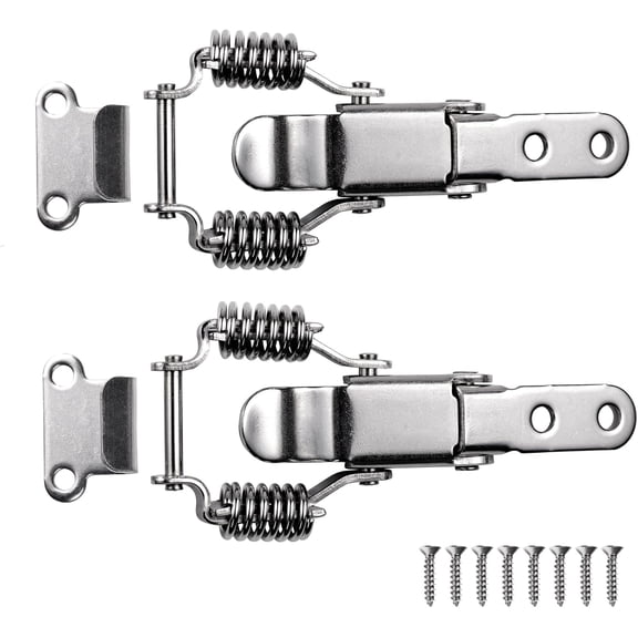 TGHTBA-2 Pack Small Stainless Steel Spring Toggle Latch and Hook, Spring Draw Locking Catch Clamp Lacth with Screws for Toolbox Cabinet Boxes, 2-7/10 inch x 1 inch