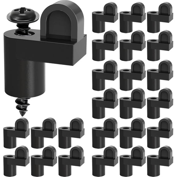 TGHTBA-24 Pack 3/8 in Nylon Window Screen Clip with Screws Offset Window Clips for Fastens Winter Window Screens, Storm Windows, Storm Panels, Screen Door Clips with 24 Screws (Black)