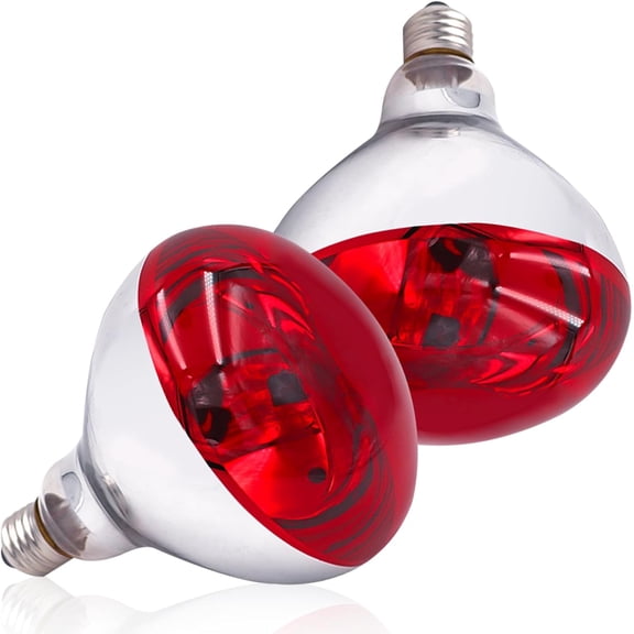 TGHTBA-250 Watt R40 Red Heat Lamp Bulbs (2-Pack) - Infrared Incandescent Light Bulb for Chickens, Chicks, Reptiles, Pets, Poultry, Brooder, Coop, Bathroom & Sauna - E26 Base, 120V