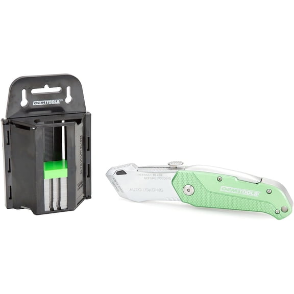 TGHTBA-25538 Utility Knife, 50 Utility Knife Blades Pre-loaded, Folding Box Cutter, Extra-Wide Handle, Durable Lightweight Aluminum Body, Pocket Cip