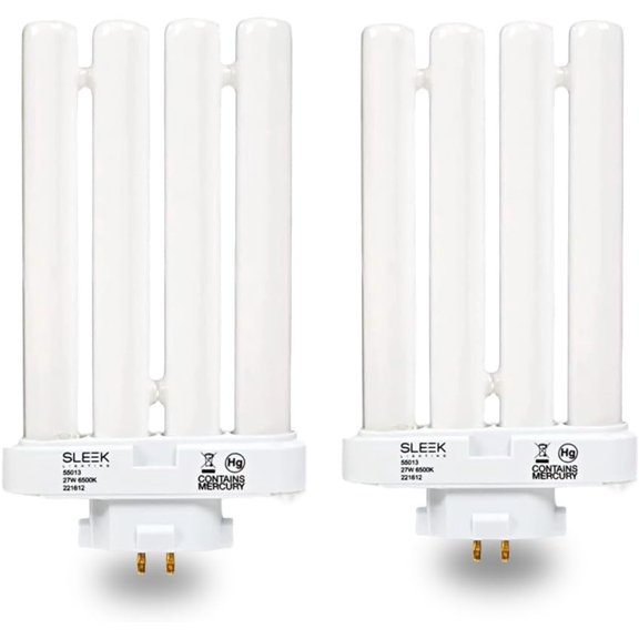 TGHTBA-27 Watt T5 Quad Tube CFL 4 Pin GX10q-4 Base Light Bulb 6500K 1450lm - Compact Fluorescent -Daylight White Light (2 Pack)