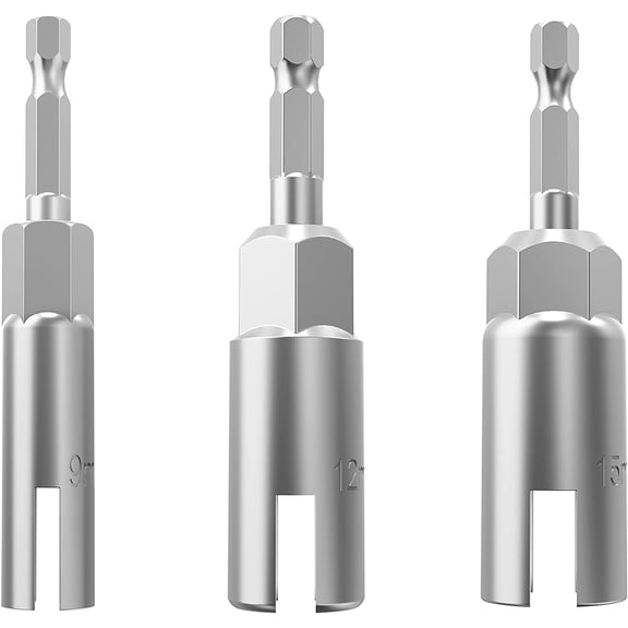 TGHTBA-3 Pack 1/4" Hex ShankPower Wing Nut Driver Set,Slot Wing nuts Drill Bit Socket Wrenches Tools Set, Drills Bits for Panel Nuts screws eye C hook bolt (3 Pack 3 Size 9mm,12mm,15mm)